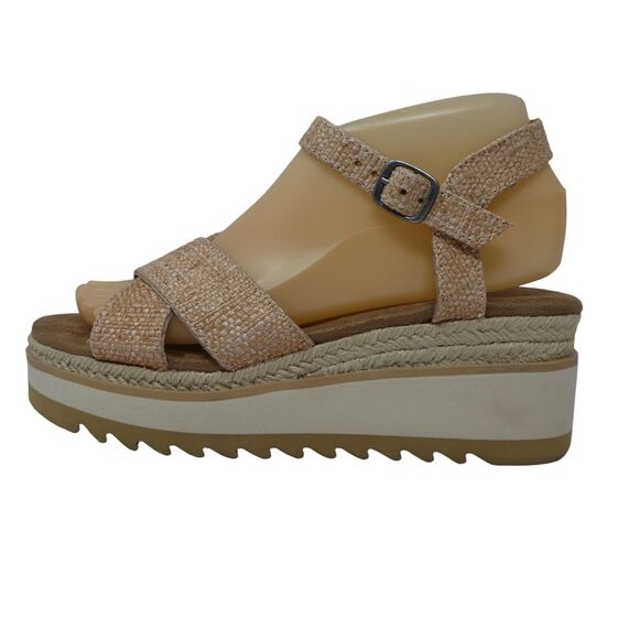 Toms Noelani Tan Open Toe Platform Wedge Heel Sandals - Picture 4 of 13